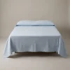 Hospital bedspreads: pale blue ribcord woven bedspread on a hospital bed by International Linens