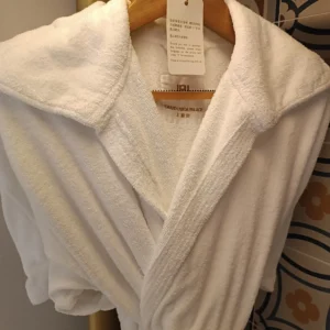 White hotel bathrobe