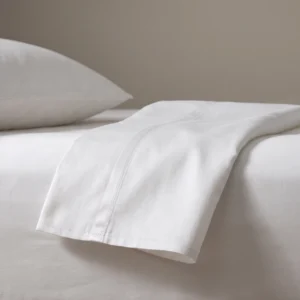 Sateen hotel sheets: white sateen and satin-stripe hotel bed linen by International Linens