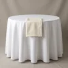 Restaurant tablecloths: white round banquet tablecloth by International Linens